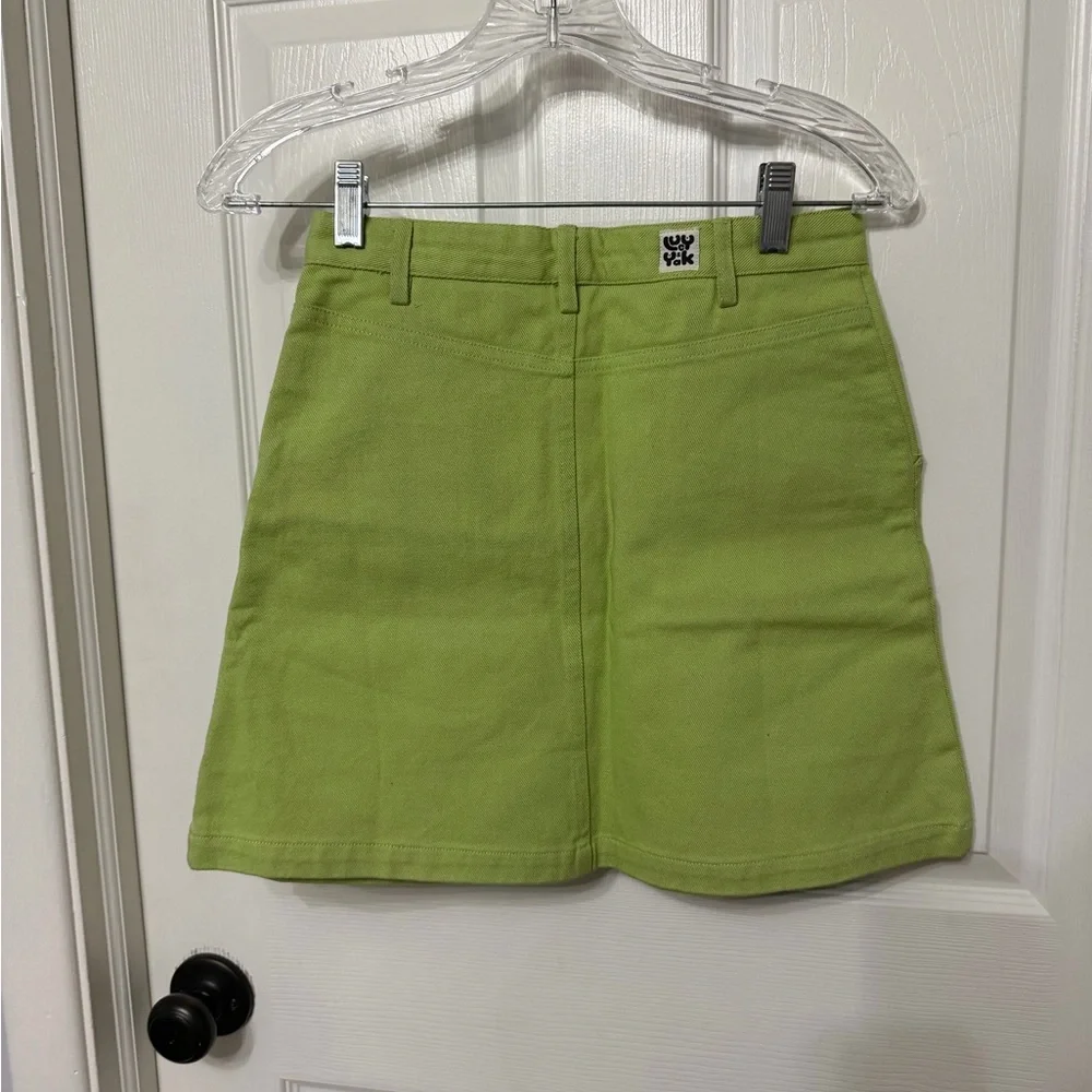 Lucy & Yak Green Blair‎ Sour Green Apple Organic Cotton Denim Mini Skirt US 4